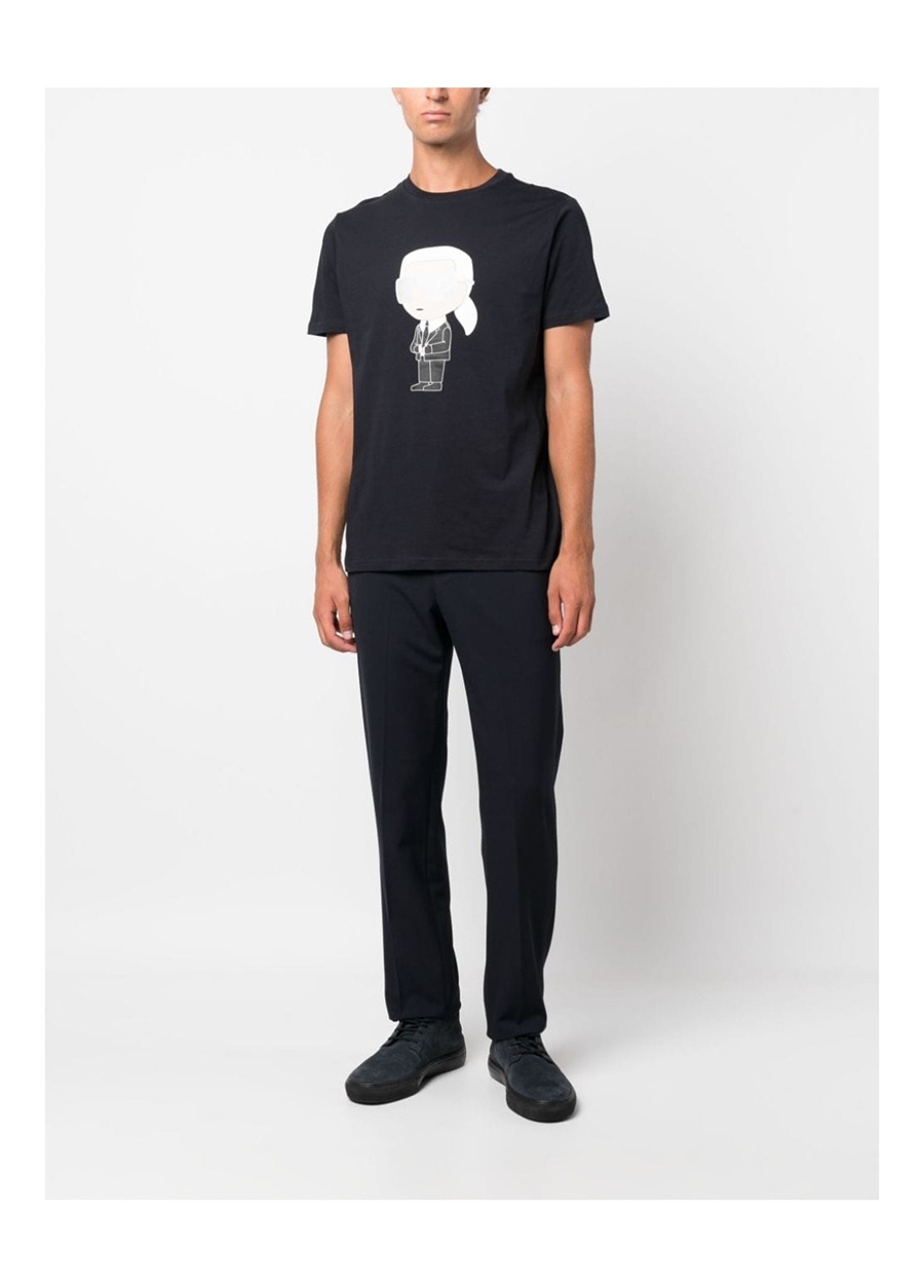 KARL LAGERFELD Bisiklet Yaka Siyah Erkek T-Shirt 755071500251_0